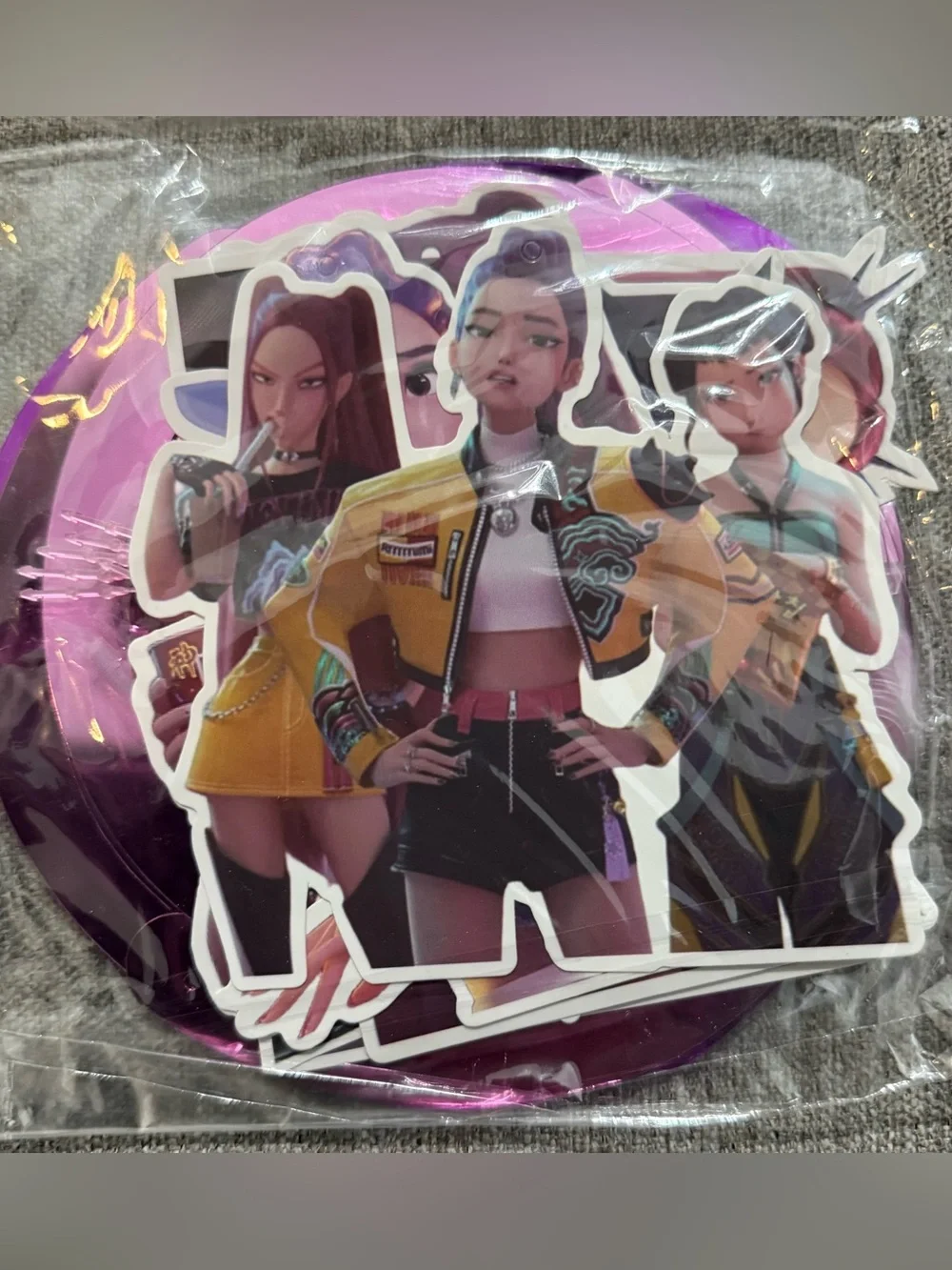 Purple Kpop Demon Hunters Happy Birthday Party Decoration Supplies